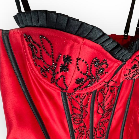 Vintage Red Beaded Corset Small - Picture 5 of 12